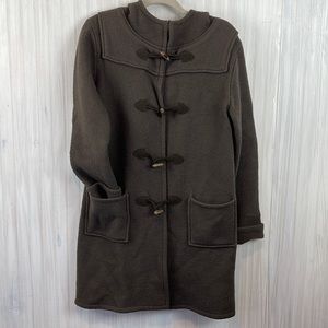 THEORY WOOL DUFFLE TOGGLE HOODED COAT